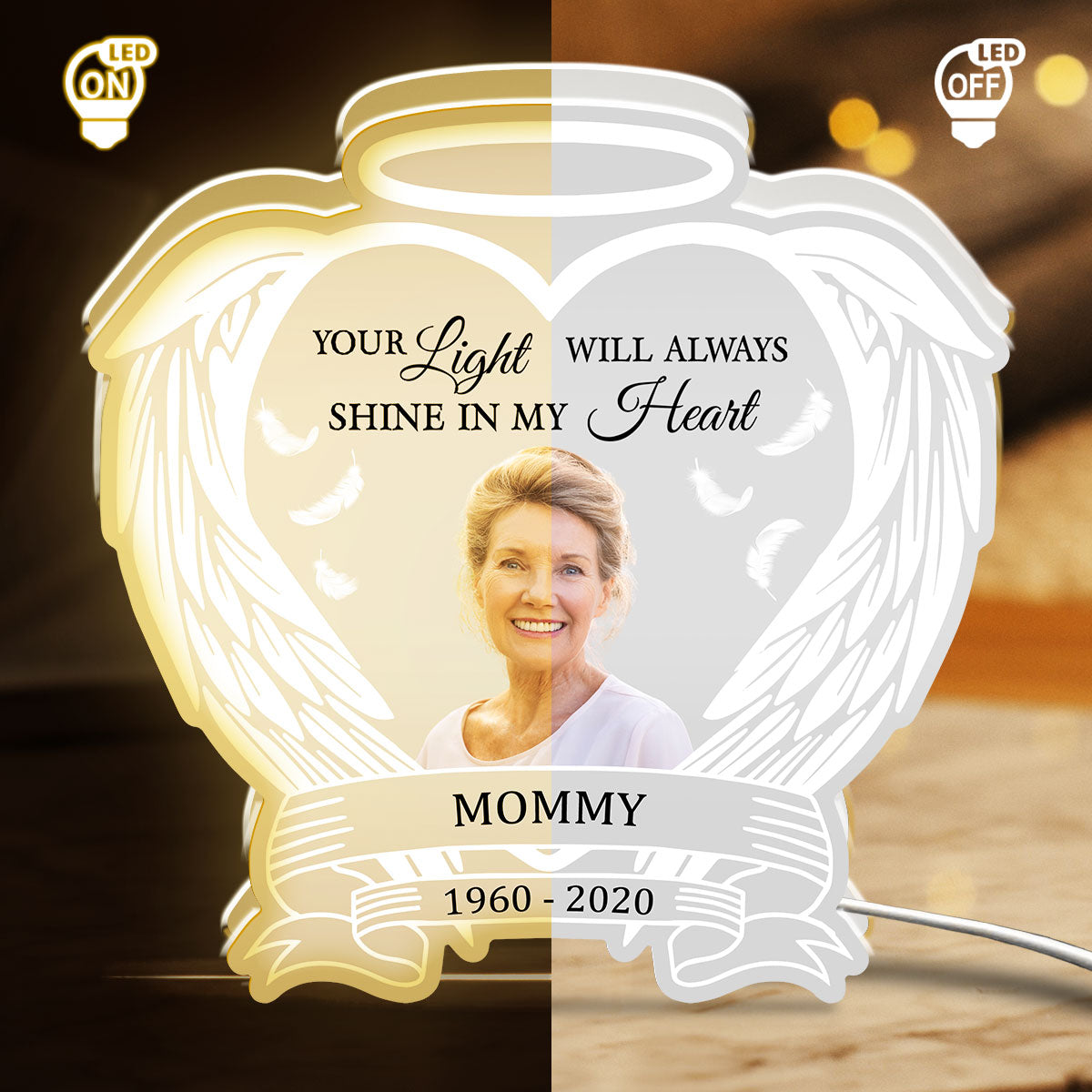 Always Shine In My Heart - Personalized Acrylic Light Box - Memorial Gift