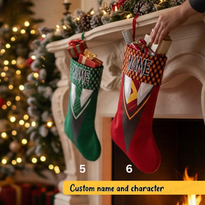 Personalized 4 Magic Houses Xmas Stocking, Custom Name Wizard Shirt School Christmas Stockings, Custom Name Family Decor Gifts 2025