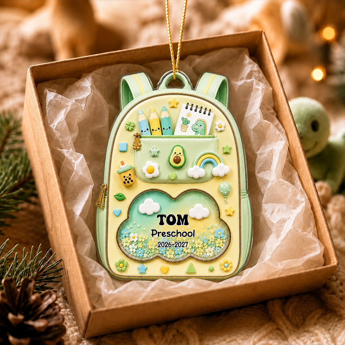 School Year Backpack Acrylic Ornament - Personalized Kids Christmas Gifts