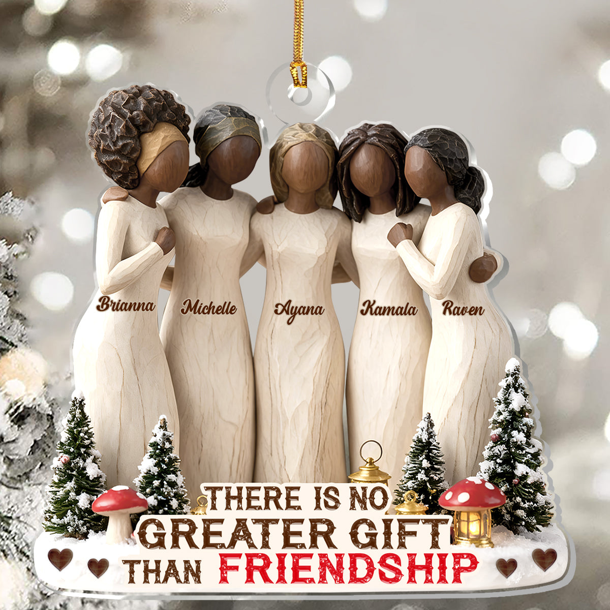 There Is No Greater Gift Than Friendship Black Sistas - Personalized Acrylic Ornament - Christmas Gift For Sisters, Friends