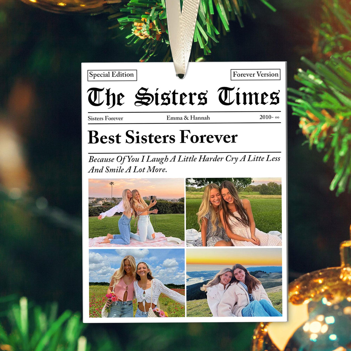Personalized Sisters Times Ornament, Custom Sister Gift, The BFF Times, Best Sister Christmas Photo Ornament, Christmas Gift For Besties