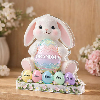 Bunny Grandma Easter - Personalized Acrylic Block Plaque - Easter Decor for Grandma