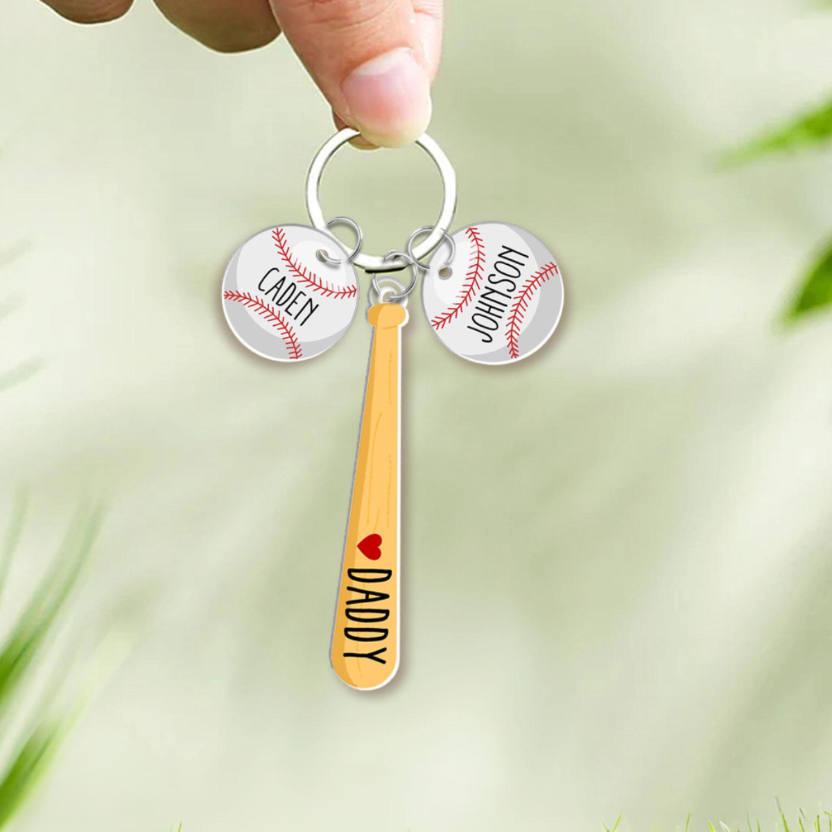Personalized Daddy Baseball Keychain Gift, Father's Day Gift from Son Daughter, Custom Keychain with Kid Names, Gift for Husband, Dad Gift
