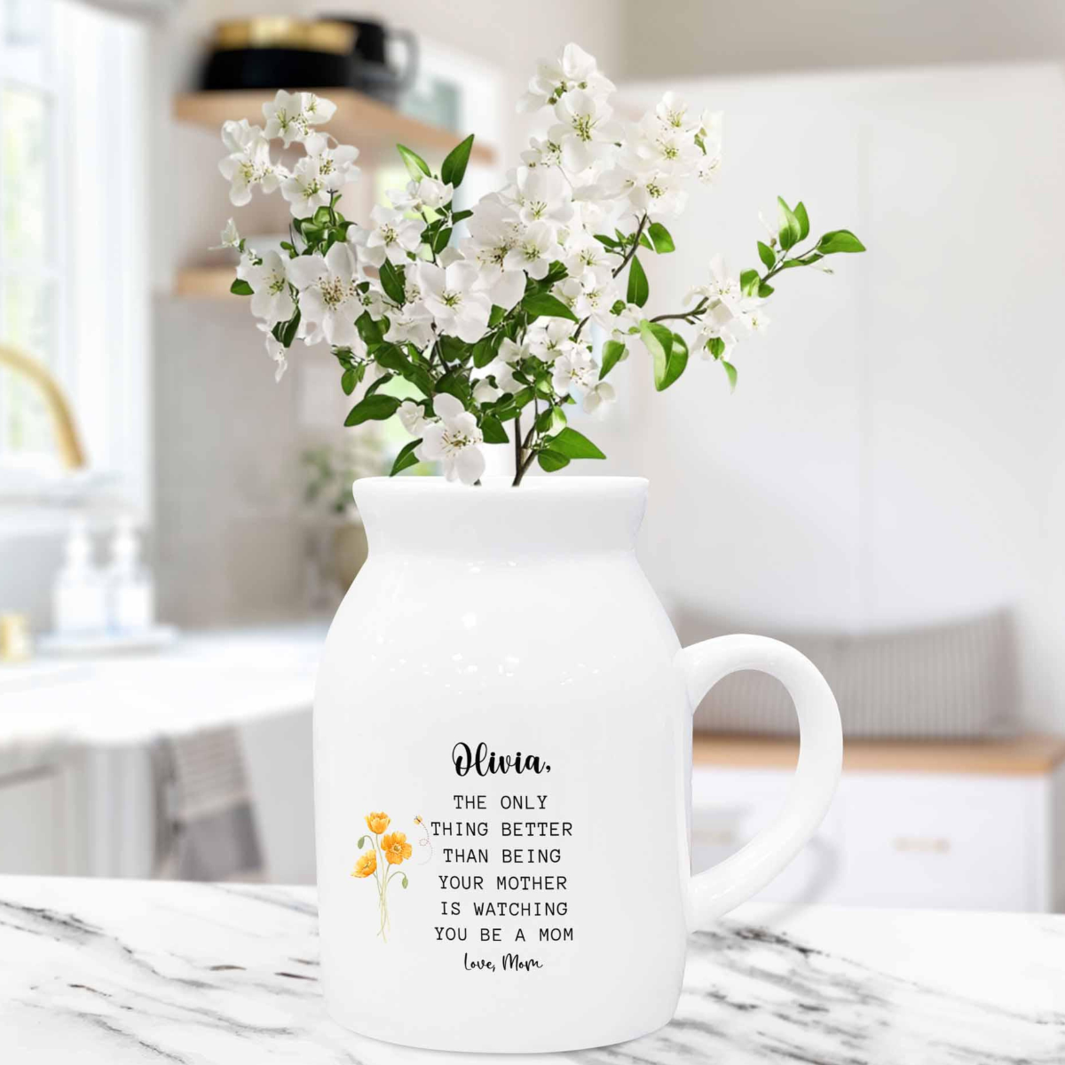 Custom Plant Pot Gift for Pregnant Daughter, Personalized Gift for Daughter, Custom Vase for Daughter, First Mothers Day Gift for New Mom