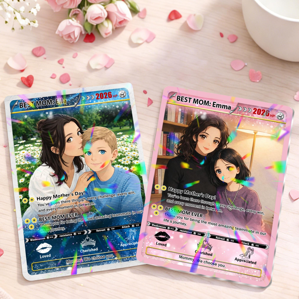 Custom Mother's Day PKM Card Personalized Gamer Mom Gift, PKM-Inspired Keepsake Card, Photo Card for Mom, Gift for Geeky Moms