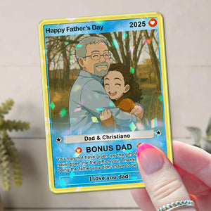 Father's Day Anime Style Card, Fathers Day Gift For Bonus Dad, Step Up Dad Gift, Custom Photo Hologram Card, Gift For Dad, Gift For Husband
