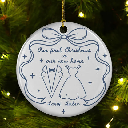 Our 1st Christmas Toile De Jouy - Personalized Ornament - Gift For Couple, Anniversary, Christmas Gift