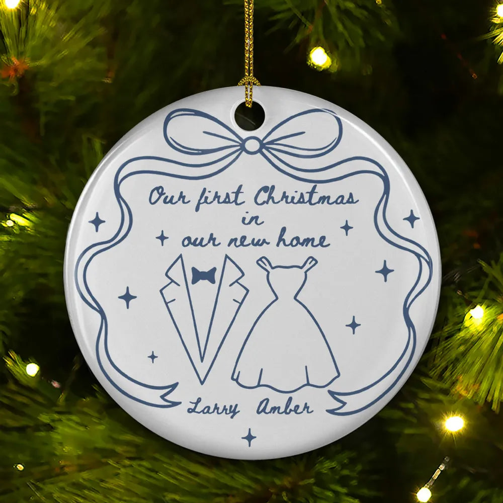 Our 1st Christmas Toile De Jouy - Personalized Ornament - Gift For Couple, Anniversary, Christmas Gift