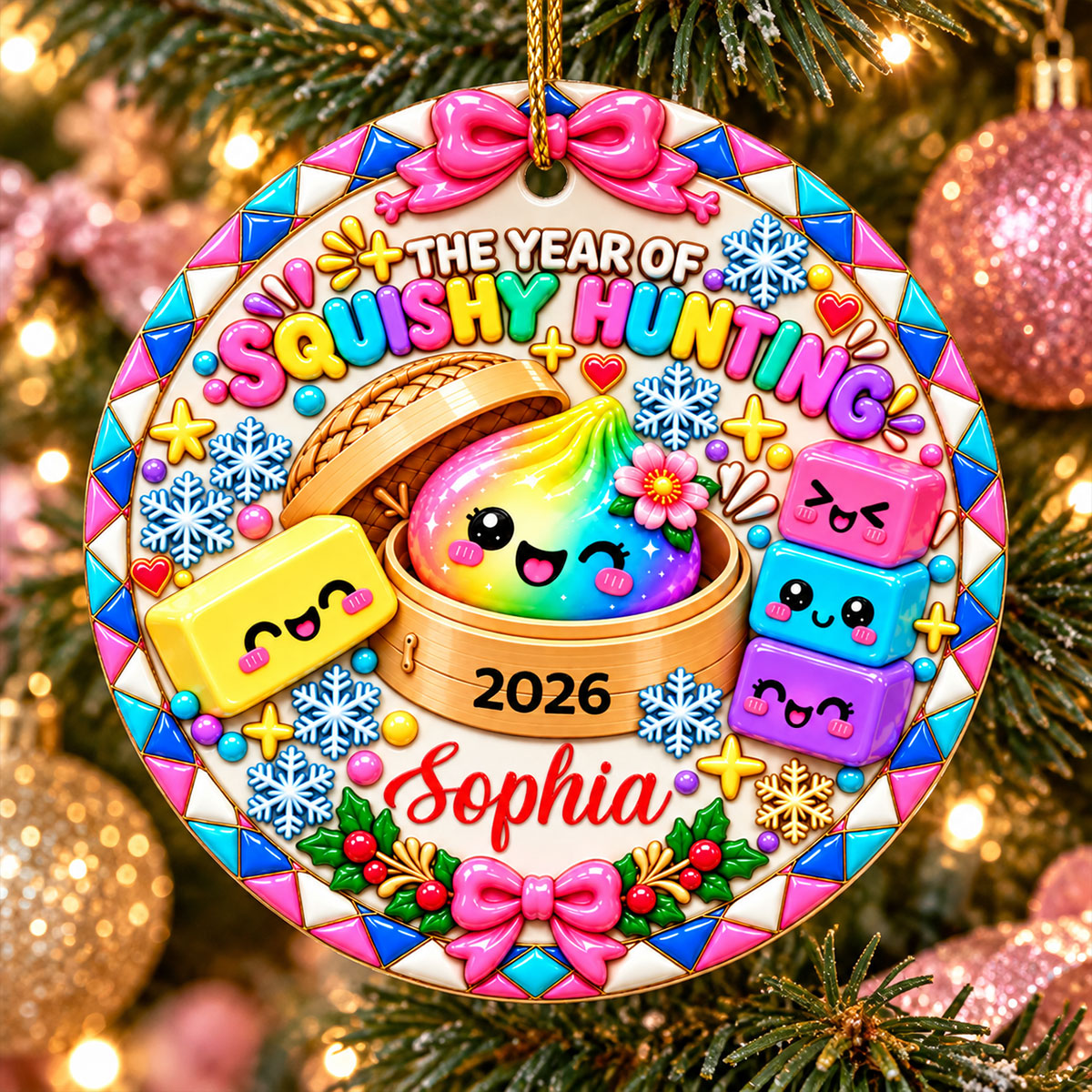 The Year of Squishy Hunting - Personalized Ceramic Ornament - Christmas Gift for Daughter, Granddaughter, Children