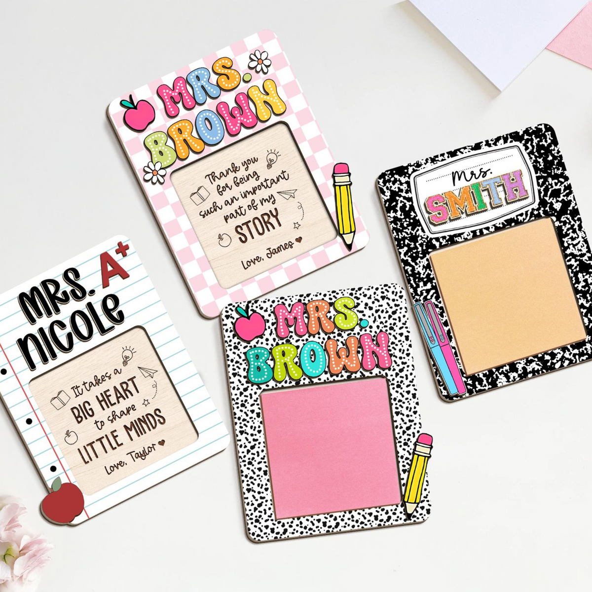 Personalized Teacher Gifts, Teacher Sticky Note Holder, Teacher Appreciation Gifts, Teacher Notepad Holder, Thank You Teacher Gifts Idea