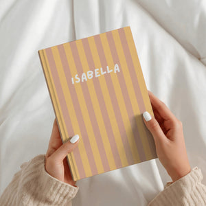 Personalized Striped Journal Hardcover, Custom Stripe Notebook