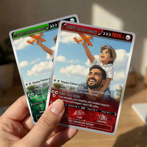 Custom Trainer Card Father's Day Gift, Personalized Gamer Dad Gift, Anime Inspired Keepsake Card, Photo Card for Dad, Gift for Dads