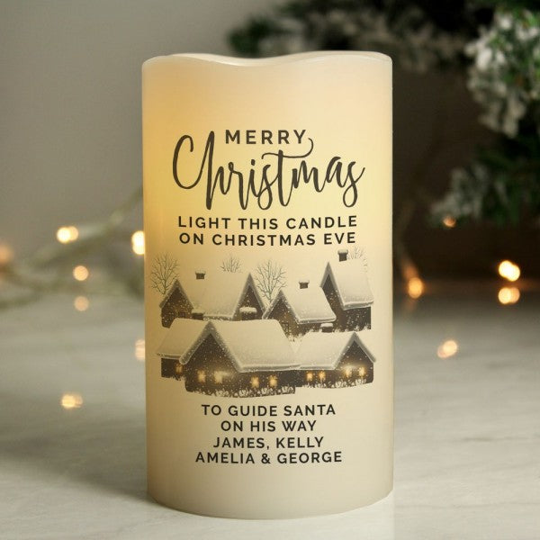 Christmas Town Merry Christmas - Custom LED Flameless Candle - Christmas Gift For Couple, Family, Friends
