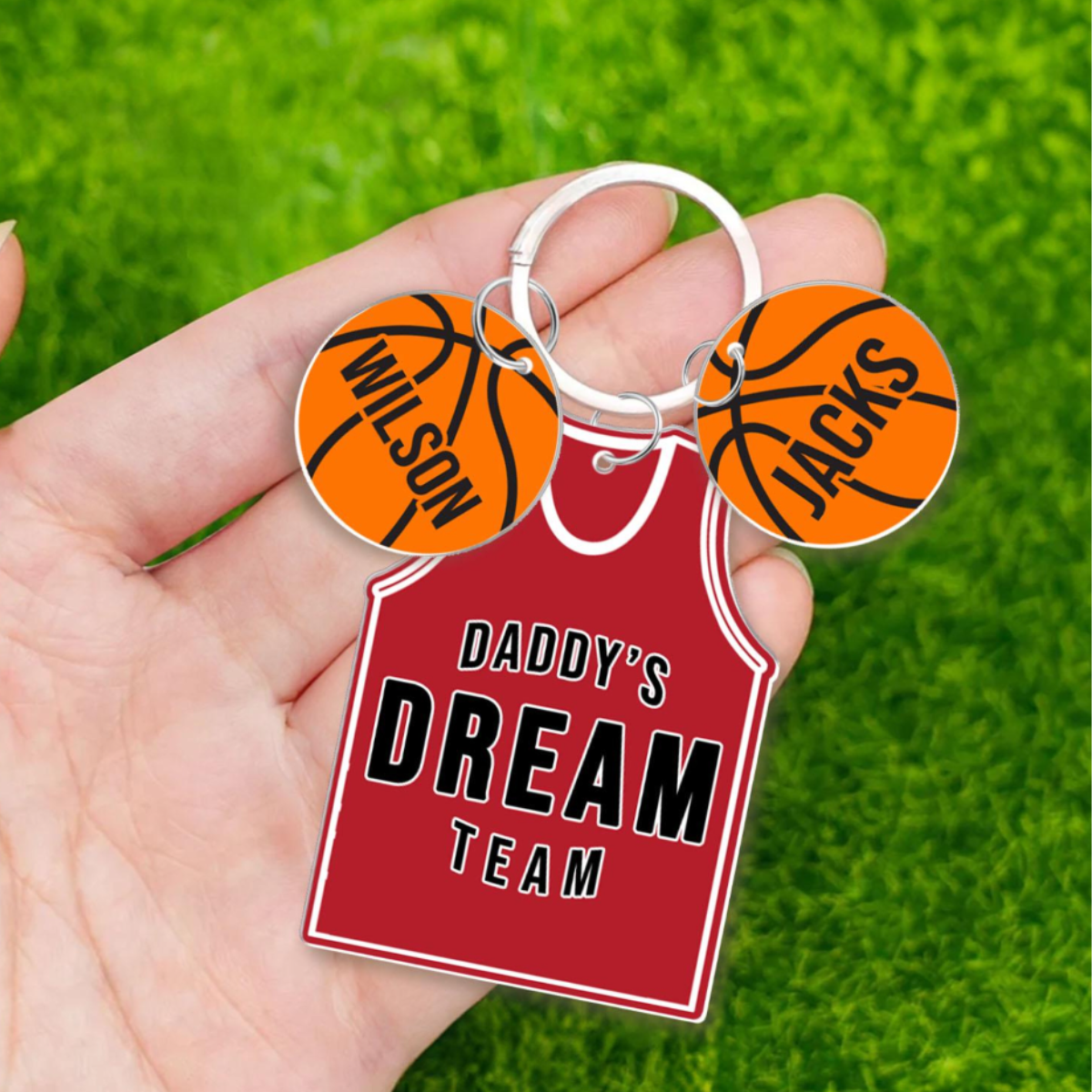 Daddy's Dream Team Keychain Gift, Basketball Dad Keyring, Personalized Father's Day Gift, Sport Dad Gift From Son Daugter, Gift For Husband