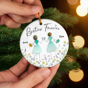 Sea Glass Besties Sisters - Personalized Ornament - Christmas Gift For Besties, Sisters, BFF