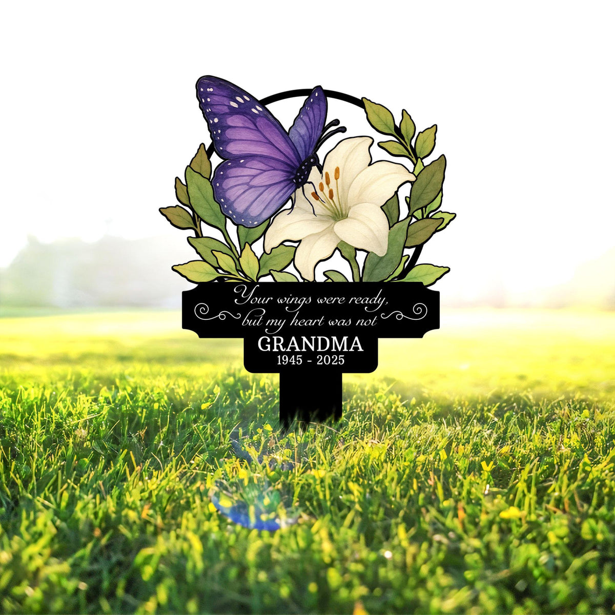 Custom Butterfly Memorial Garden Stake Metal, Loss of Grandma, Mother's Day Bereavement Gift, Grandma Memorial Yard Stake, Nana's Blessings