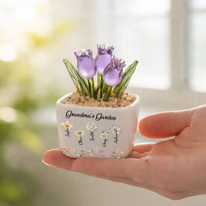 Mom Grandma's Garden- Personalized Mini Glass Flower Pot - Gift For Mother, Grandma, Mother's Day Gift