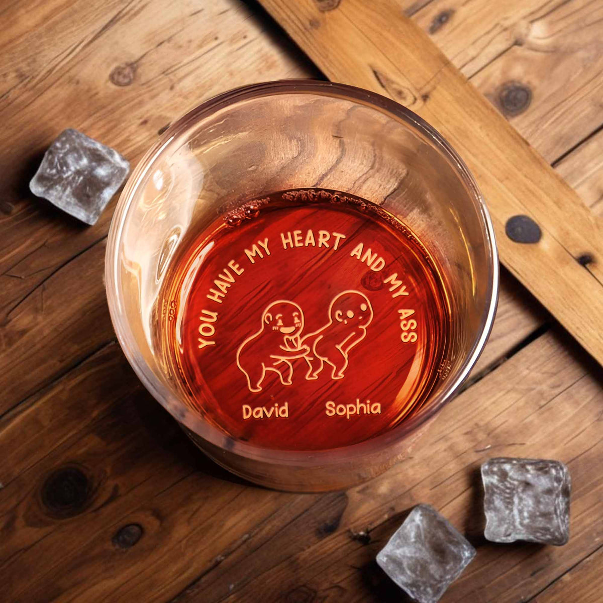 You Have My Heart Funny Couple, Personalized Whiskey Glass, Valentine's Day Gift