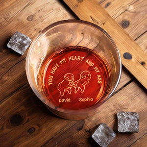 You Have My Heart Funny Couple, Personalized Whiskey Glass, Valentine's Day Gift