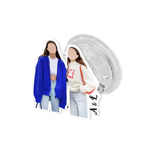 Personalized Besties Photo Phone Grip, Custom Portrait Photo Phone Grip Phone Stand Gift For Besties, Soul Sister Galentine Day Best Friends