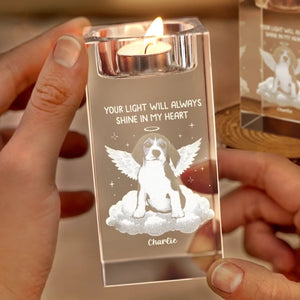 I'm Always Near Custom Pet Photo - Personalized Crystal Candle Holder - Pet Memorial