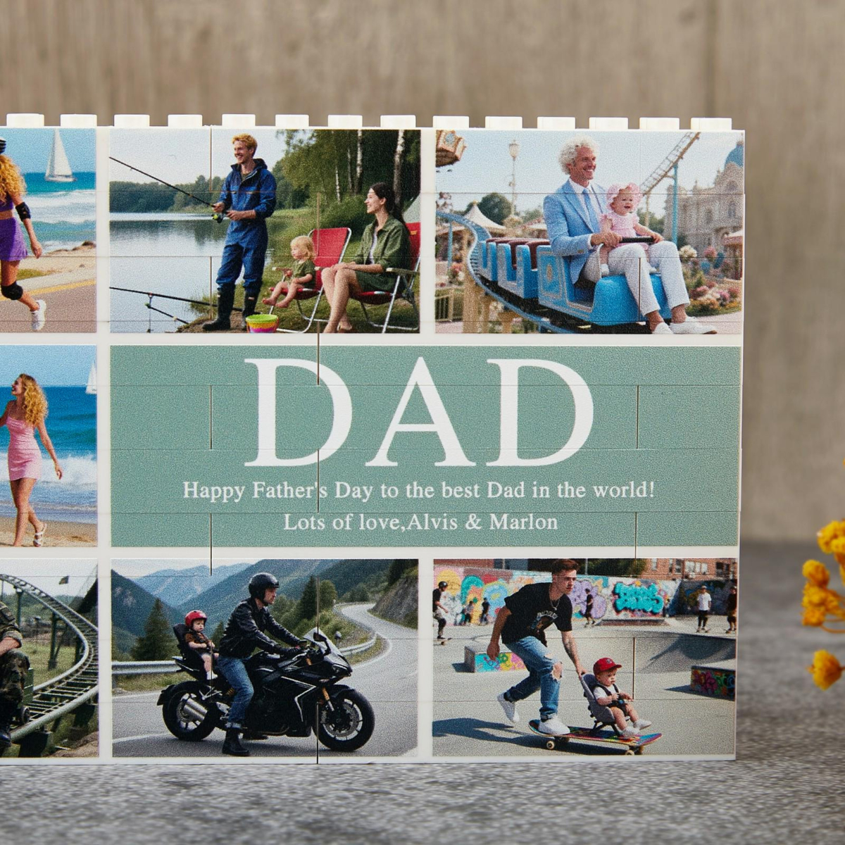 Personalized Photo Puzzle Blocks, Gift for Daddy, Custom Father's Day Gift, Adult DIY Building Set, Family Memory Wall Art