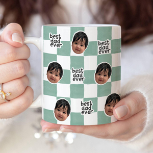 Best Dad Ever Custom Baby Photo Retro Mug, Personalized Father's Day Gift, First Time Daddy Appreciation, Dad's Birthday Present