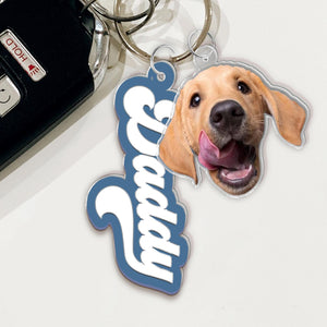 Personalized Father's Day Gift for Dad, Custom Father Keychain With Kids Face Charm, Grandpa Keychain Gift From Grandkids, Dog Owner Gift