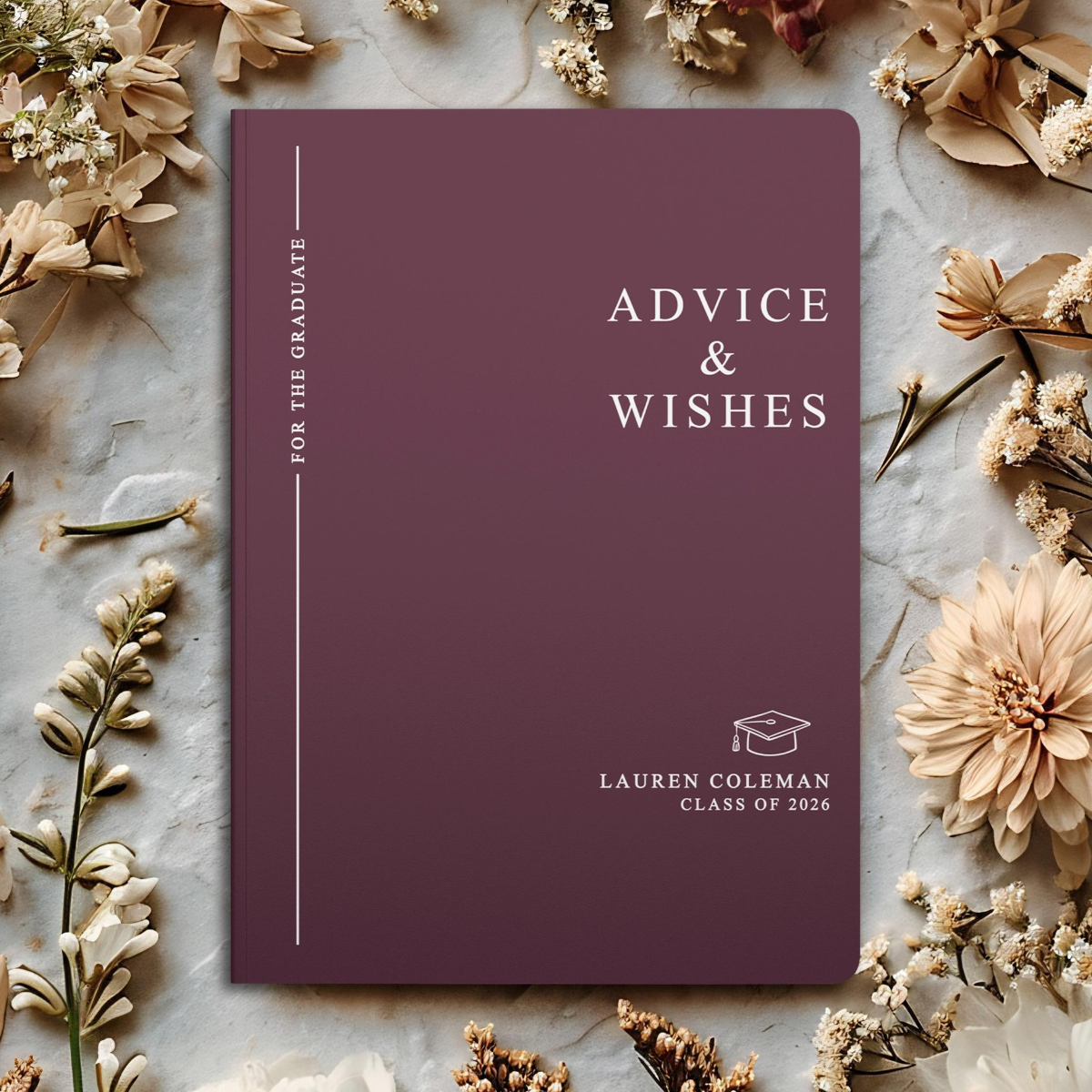 Advice & Wishes Graduation Book - Class of 2026 - Personalized Graduate Guest Book - His or Her Memory Keepsake