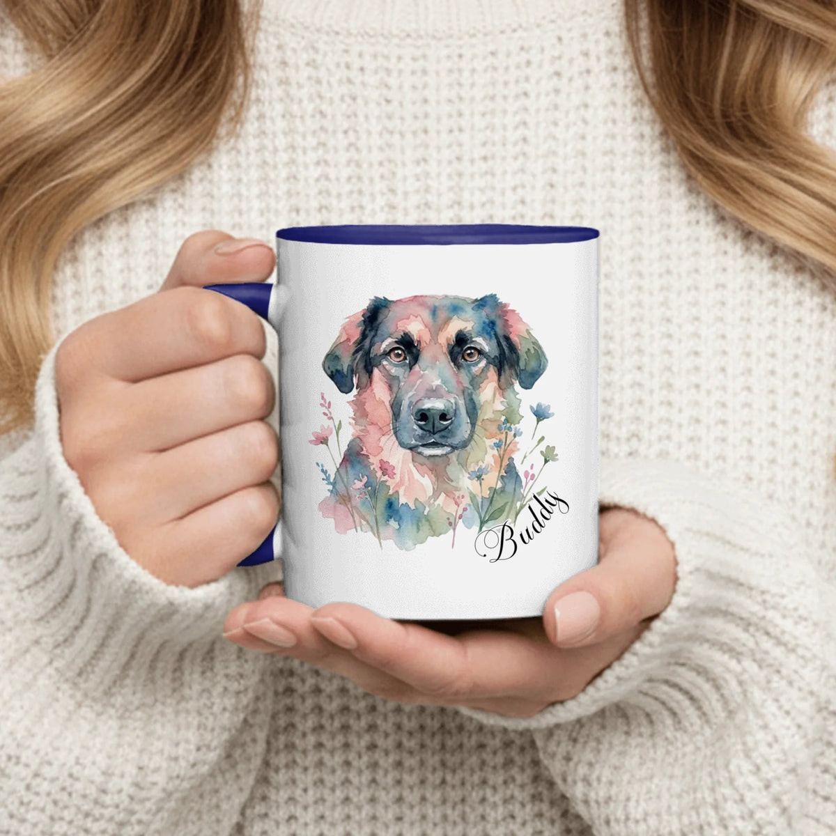 Custom Pet Portrait Mug Personalized Dog Watercolor Coffee Mug with Pet Name Gift for Dog Lovers