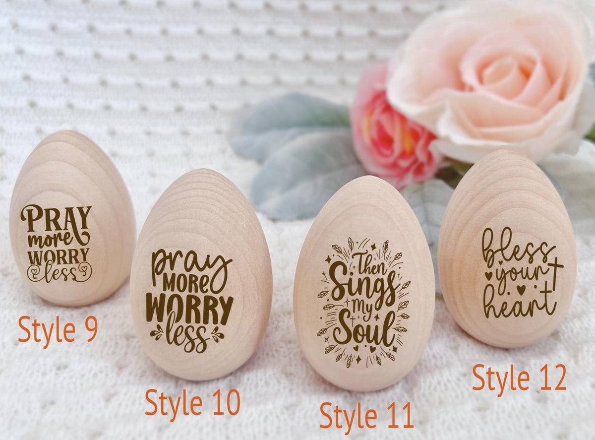 Personalized Engraved Wooden Egg for Easter Egg Basket, Easter egg table setting, Easter tray Easter Christian decor, He is risen