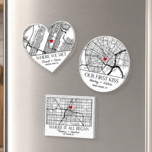 Personalized Where We Met Map Magnet, Custom Location Magnet, Where It Began Keepsake, First Date Gift, Gift For Couples
