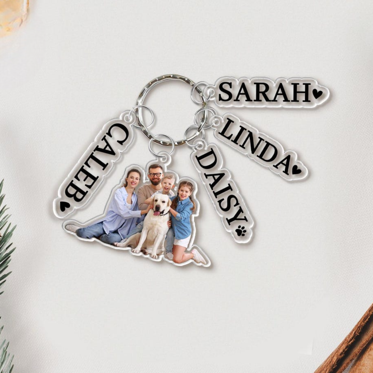 Custom Family Photo Keychain With Charm, Personalized Photo Keychain For Dad, Father's Day Gifts, Photo Keychain With Name, Gift For Husband