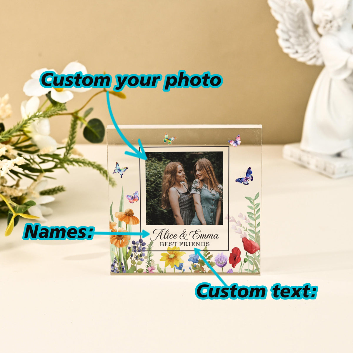 Personalised Bestie Photo Acrylic Block, Best Friend Birthday Gift, Sister Picture Frame, Bestie Gift