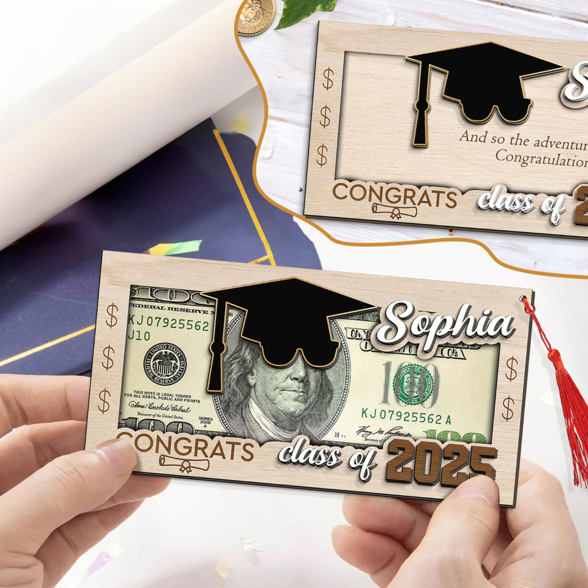 Personalized Graduation Money Gift Holder, Custom Gift For Graduation, Gift For 2025, Graduation Cash Holder, Class of 2025 Gift