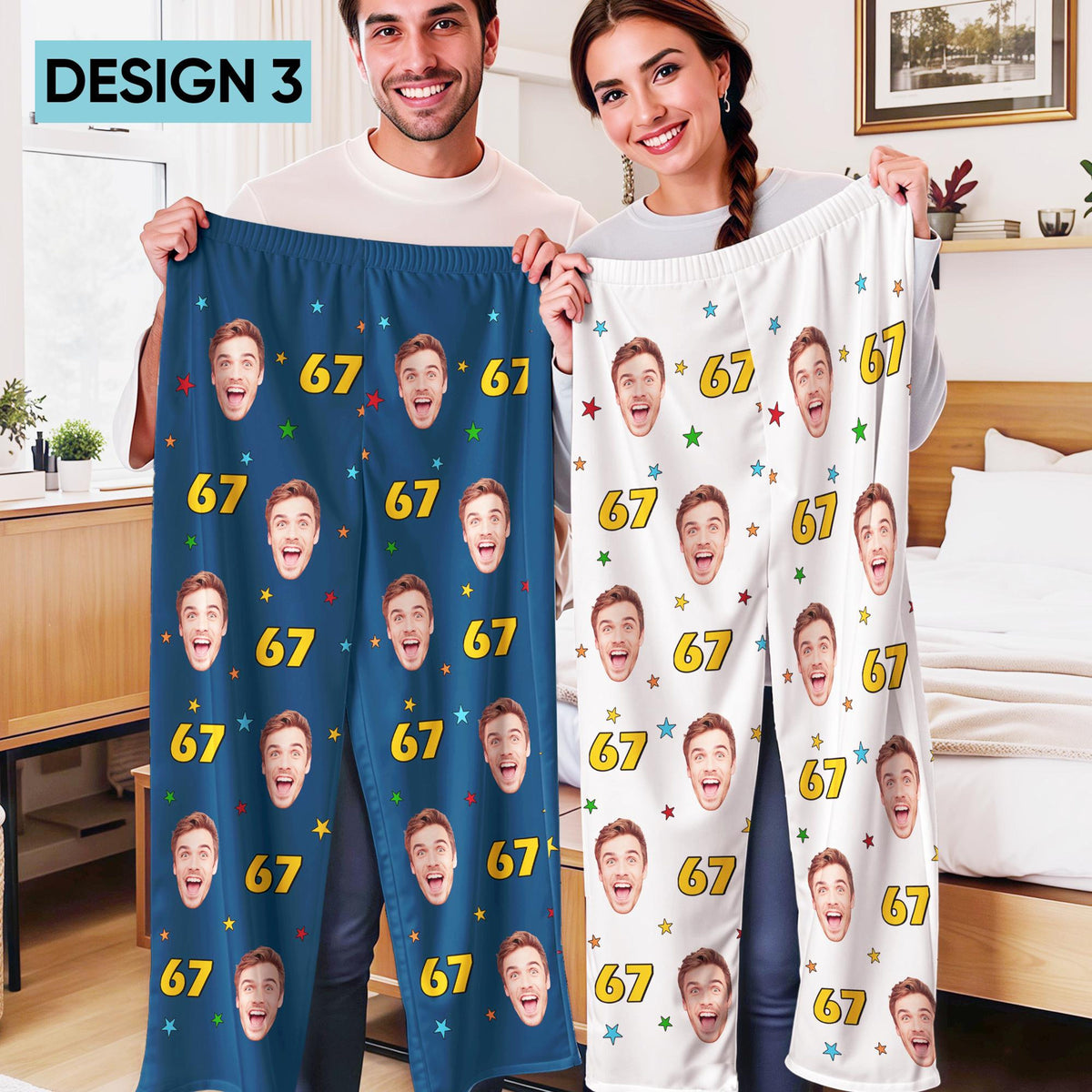 Personalized 67 Meme Pajamas, Custom Face Christmas Pajama Pants