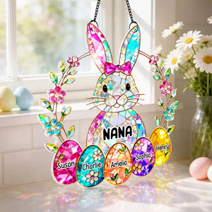 Bunny Grandma Easter Gift - Personalized Acrylic Suncatcher Ornament - Easter Decor for Grandma, Mother's Day Gift for Grandma, Mom, Wife