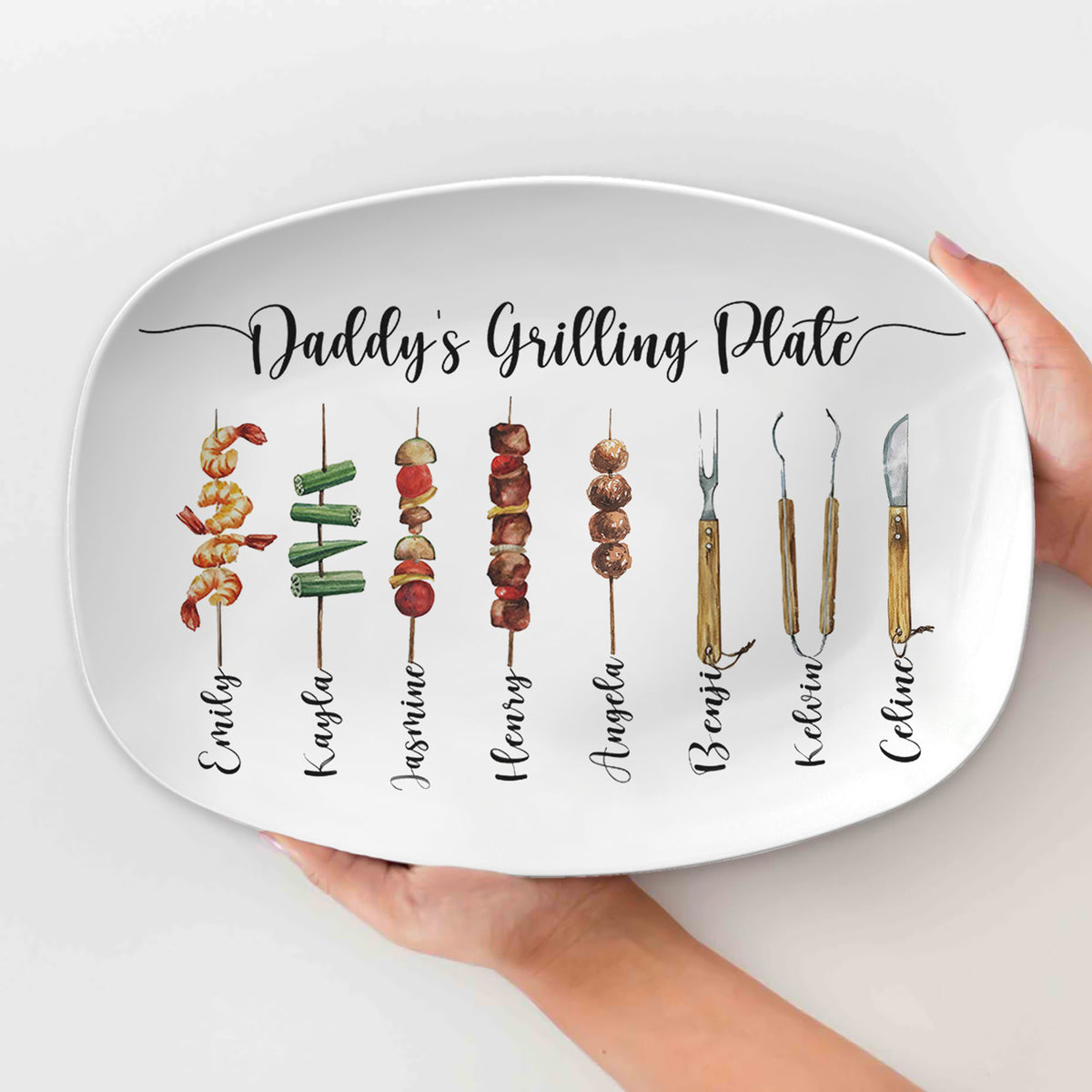 Personalized Daddy's Grilling and Chilling Platter, Custom Platter Gift for a Griller Men, Custom Barbeque Platter For Dad, Gift For Grampy