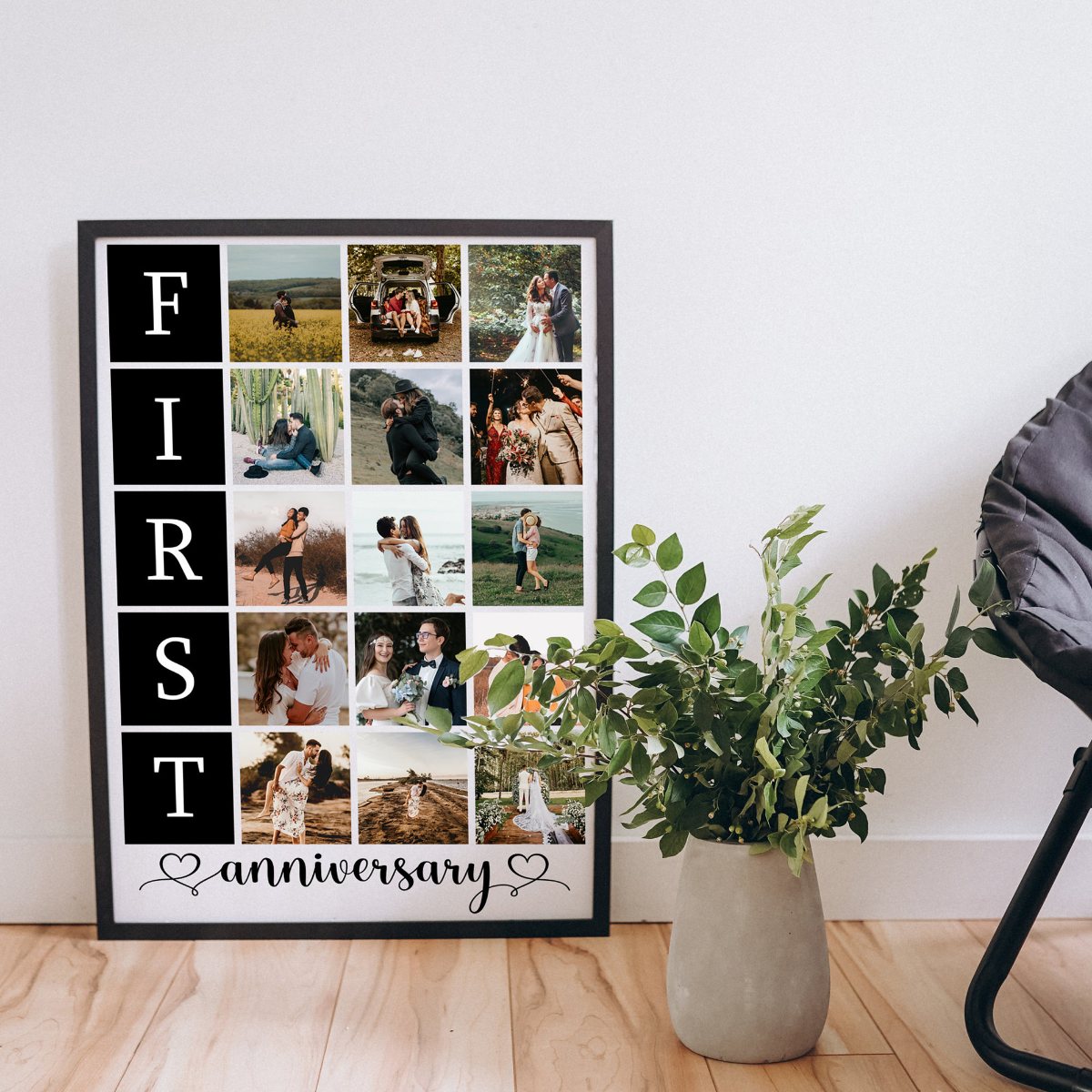 First Anniversary Gift for Couple, 1st Anniversary Gift, Personalized Photo Canvas Wall Art Decor