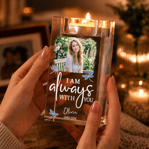 I Am Always With You Personalized Crystal Candle Holder