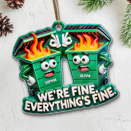 Work Bestie Dumpster Fire - Personalized Acrylic Ornament - Christmas Gift For Colleague