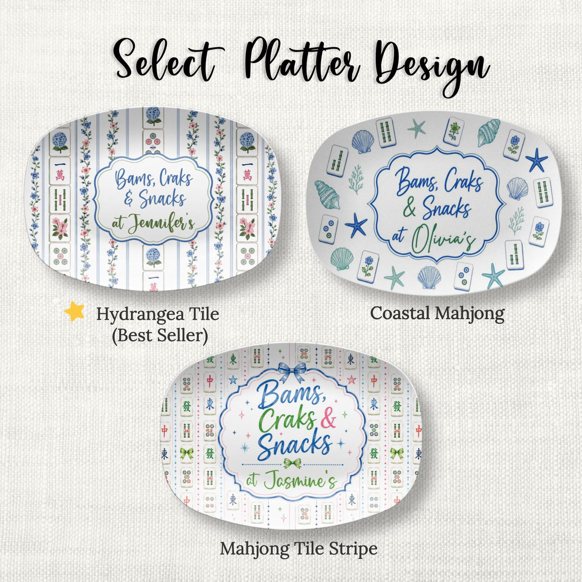 Mahjong Personalized Platter, Game Night, Mahjong Gifts, Mahj Girls Party Decor, Mahjong Dessert Plate