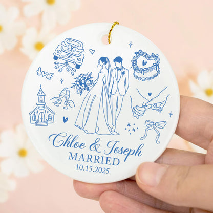 Personalized Married 2025 Ornament, Custom Bride And Groom Ornament, Mr and Mrs Ornament, Just Married Ornament, Christmas Gift For Couples
