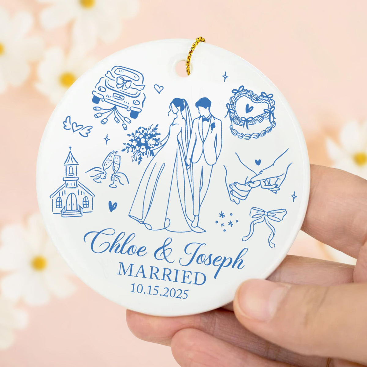 Personalized Married 2025 Ornament, Custom Bride And Groom Ornament, Mr and Mrs Ornament, Just Married Ornament, Christmas Gift For Couples