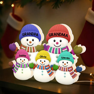 3D Effect Heartwarming Christmas Snowman Family - Personalized Acrylic Light Box - Christmas Decoration For Family