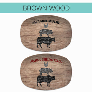 BBQ Grilling Serving Platter, Personalized Serving Tray, Father's Day BBQ Gift, Grilling Plate, Gifts for Him, Cow Pig Chicken Butcher Cuts
