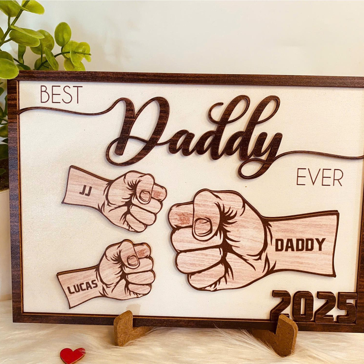 Fist Bump Dad and Kids Personalized Wooden Sign, Gift For Dad, Dad Birthday Gift, Father's Day Gift for Dad, Gift Idea for Dad