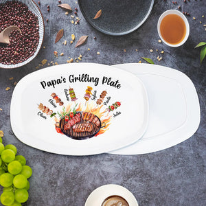 Personalized Daddy's Grilling Plate with Kids Names, Father s Day Gifts, Custom BBQ Grilling, Grill Plate Gift From Kids, Gifts for Grandpa