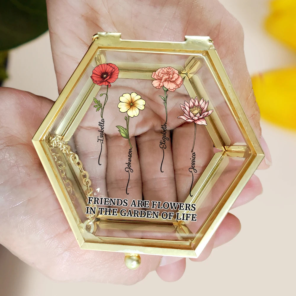 It Takes A Long Time To Grow An Old Friend - Personalized Hexagonal Glass Ring Box - Gift For Sister, Bestie, Friend