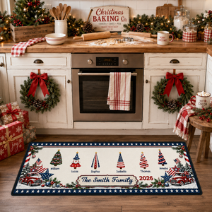 America Decorations Christmas Together Runner Rug, Personalized Holiday Kitchen Mat, Home Xmas Gift